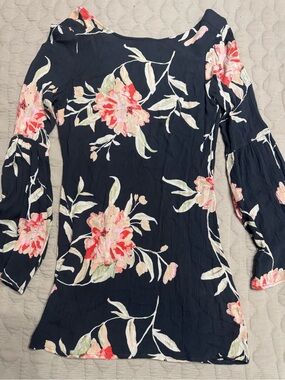 Billabong Floral Navy Dress with Pink & Cream Accents